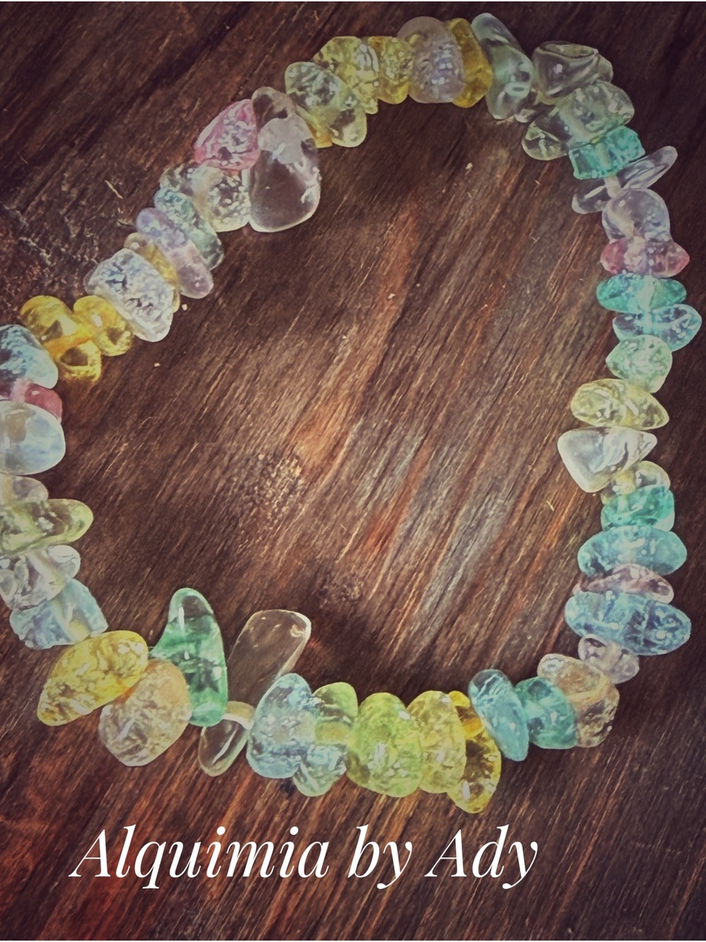 Semiprecious gemstones Multicolor Pastel Chip Bracelet
